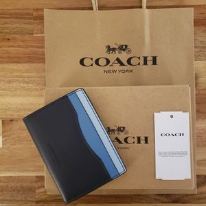 -NEW- Coach Magnetic Card Case In Colorblock